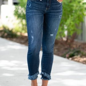 Kan Can mid rise double fray skinny ankle cut jeans 🙌
